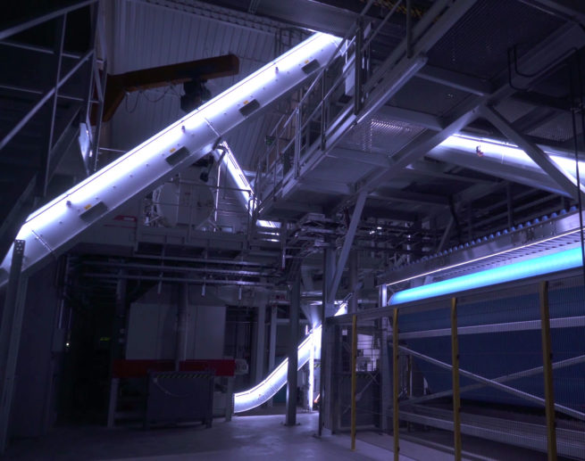 infotainment system with white light elements on heavy machinery