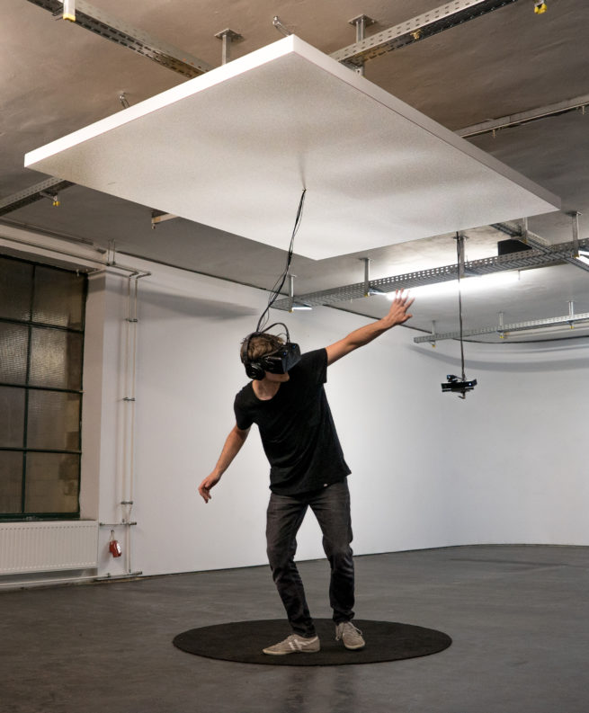 VR setup with kinect creating a virtual architectural playground